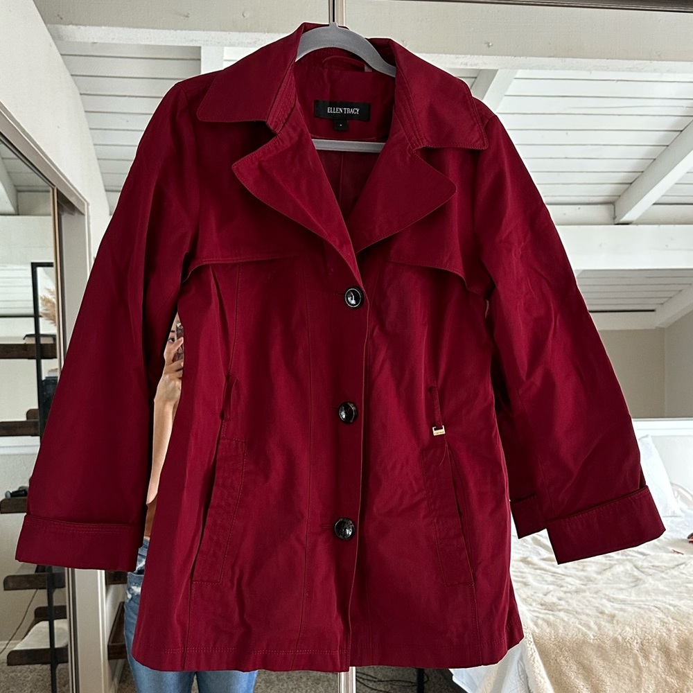 Ellen Tracey Red Trench Coat